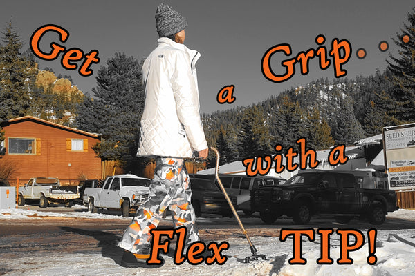 FlexTIP-TLC walking cane tripod base in snow & ice